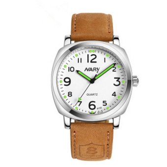NARY Men's Sports Quartz Leather White Wrist Watches