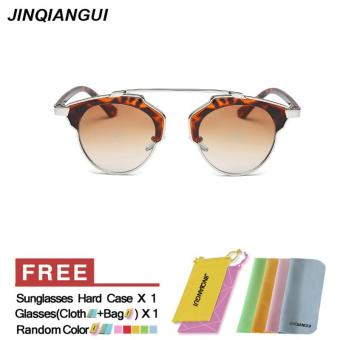 JINQIANGUI Sunglasses Women Cat Eye Retro Titanium Frame Sun Glasses Brown Color Eyewear Brand Designer UV400 - intl