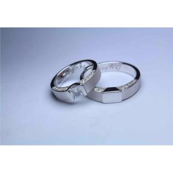 satu pasang cincin pernikahan bahan emas putih 14k model baru
