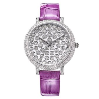 jiechuan Wei Na di (Davena) watch waterproof belt diamond quartzwatch fashion leisure table birthday gift watch 31119 red goldwatch (Purple) - intl