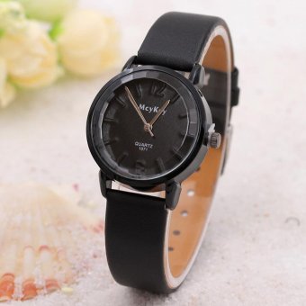 CE color dial leather belt ladies watch small fresh fashion simple female watch fashion couple watches fashion single product watch selling single product round dial black strap black dial - intl