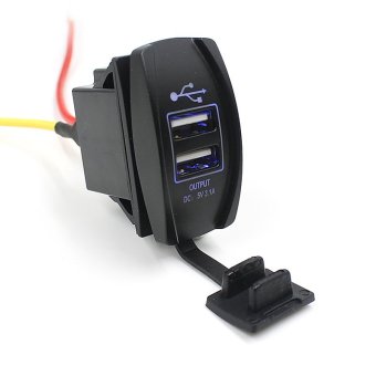 12V 24V Car Auto Boat Accessory Dual USB Charger Power Adapter LED Outlet (Black)