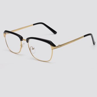 JINQIANGUI Fashion Mens Glasses Frame Half Frame Glasses BlackGold Frame Glasses Plastic Frames Plain for Myopia Men Eyeglasses Optical Frame Glasses - intl