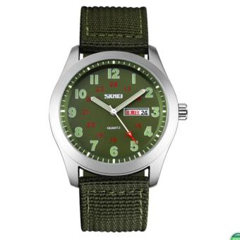 SKMEI Mens Automatic Watch Fashion Nylon clock top quality famous china brand waterproof luxury military vintage(Green) - intl