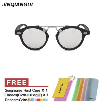 JINQIANGUI Sunglasses Men Round Retro Plastic Frame Sun Glasses Silver Color Eyewear Brand Designer UV400 - intl