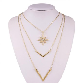 Bohemian Style Female Necklace Vintage Jewelry Gold Color Multistrands Chain Link Necklace