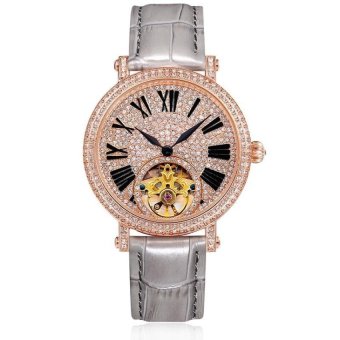 googmnof Wei Na davena with genuine Damen automatic mechanicalwatch waterproof diamond watch belt large hollow watch dial (Grey) - intl