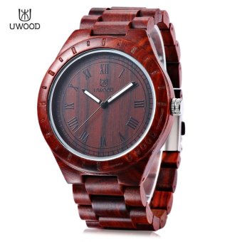 UWOOD UW - 1001 Male Quartz Watch Wooden Case Luminous Pointer Daily Water Resistance Wristwatch (Red) - intl