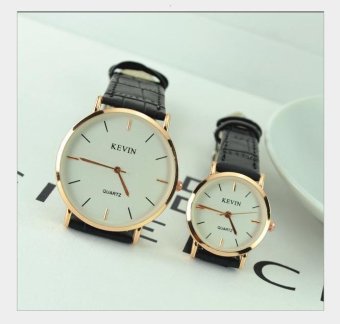 CE set of two Korean fashion fashion watches female models couple watches male electronic watches quartz students belt table fashion single product watch selling single product round dial black strap white dial - intl