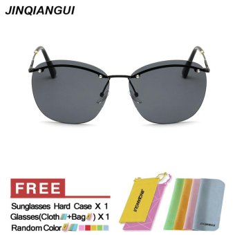 JINQIANGUI Sunglasses Women Square Titanium Frame Sun Glasses Black Color Eyewear Brand Designer UV400 - intl
