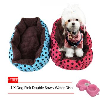 Warm Indoor Kitten Dog Cat Sofa Bed Puppy Pet House With Mat （Color Random ）+1 Dog Double Bowls Water Dish(Buy 1 get 1) - intl