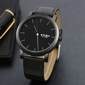 EYKI Men Leather Analog Display Quartz Watch Fashion Casual Wristwatch