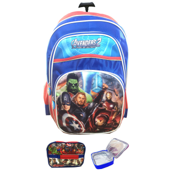 BGC Avenger Captain America Iron Man 3 Kantung Full Sateen Tas Troley Anak Sekolah SD + Lunch Bag Aluminium Tahan Panas