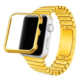 Bandmax Watch Band for Apple Watch 42MM 18K Real Gold Plated With Case Gift Fashion Accessories (Gold)