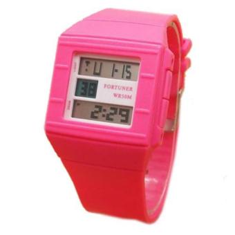 Fortuner Digital Segi Jam Tangan Wanita - Pink - Rubber Strap - F630