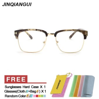 JINQIANGUI Men's Fashion Glasses Frame Square Glasses Yellow Frame Glasses Plastic Frames Plain for Myopia Men Eyeglasses Optical Frame Glasses - intl
