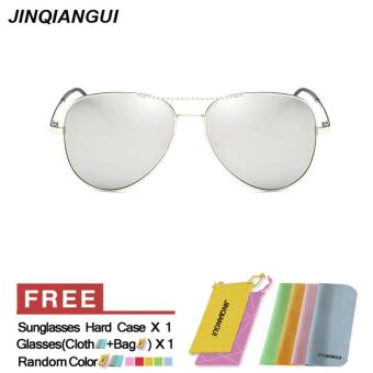 JINQIANGUI Sunglasses Men Polarized Pilot Titanium Frame Sun Glasses Silver Color Eyewear Brand Designer UV400 - intl