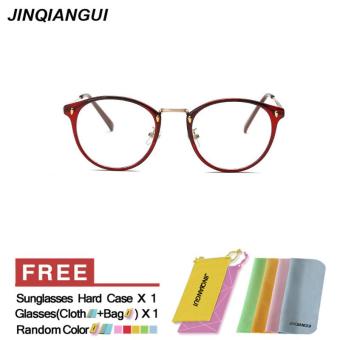 JINQIANGUI Glasses Frame Men Round Retro Plastic Eyewear WineRed Color Frame Brand Designer Spectacle Frames for Nearsighted Glasses - intl