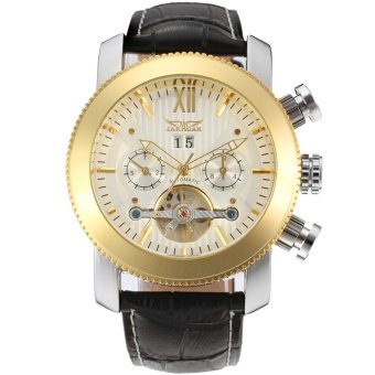 Jargar Men Mechanical Dress Watch Tourbillon Automatic Wristwatch Black Leather Strap Gift Box JAG510M3T2 (White)