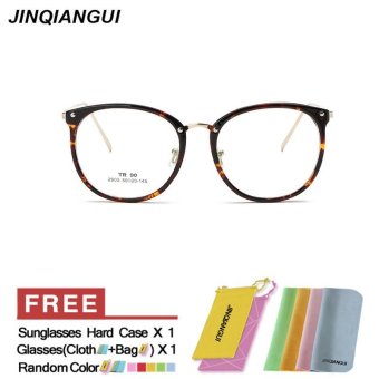 JINQIANGUI Glasses Frame Men Round Retro Plastic Eyewear Leopard Color Frame Brand Designer Spectacle Frames for Nearsighted Glasses - intl