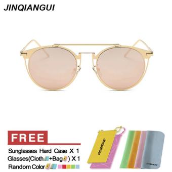 JINQIANGUI Sunglasses Women Round Retro Titanium Frame Sun Glasses Pink Color Eyewear Brand Designer UV400 - intl