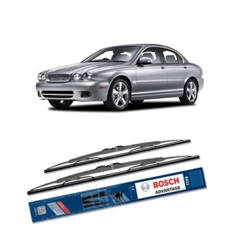 Bosch Sepasang Wiper Kaca Mobil Jaguar X-Type 2003-2005 Advantage 22\" & 19\" - 2 Buah/Set - Hitam