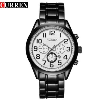 CURREN High quality men fashion casual calendar japanese movement sport curren 8050 watch(BlackWhite) - intl