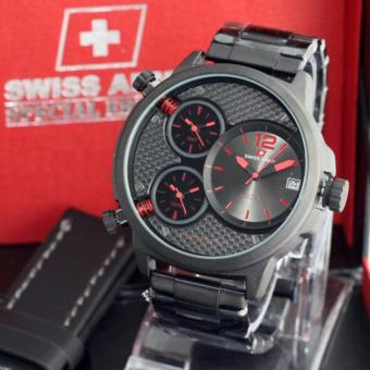 Jam Tangan Pria Swiss Army Crono Aktif Triple Time Bonus Leather Strap - Fashion Pria Casual & Formal - Special Edition