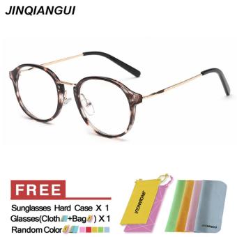 JINQIANGUI Fashion Glasses Frame Oval Glasses ClearBrown Frame Glasses Plastic Frames Plain for Myopia Women Eyeglasses Optical Frame Glasses - intl