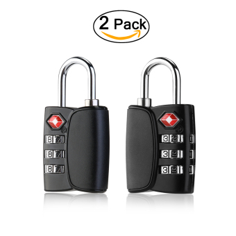 TINKSKY 2pcs Portable TSA Approved Security Luggage Lock 3-Digit Combination Password Lock Padlock TSA12068 (Black) - intl