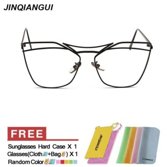 JINQIANGUI Glasses Frame Women Irregular Titanium Eyewear Black Color Frame Brand Designer Spectacle Frames for Nearsighted Glasses - intl