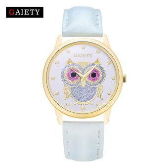 Bessky Women Fashion Leather Band Analog Quartz Round Wrist Watch Watches Blue Free shipping - intl