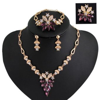LoveU Gold alloy European and American high - end retro precious stones clavicle necklace chain intl