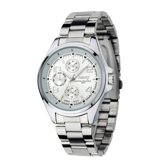 NARY 6050 Men's Classical Stainless Steel Band Quartz Watch (white)