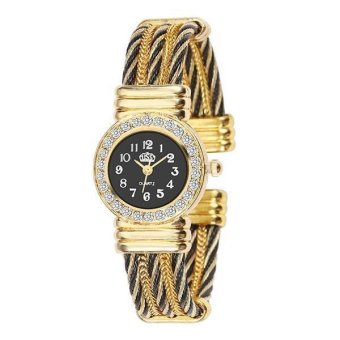 LD Shop CUSSI Crystal Round Dial Gold Case Alloy Band Women Bracelet Watch (Pink)