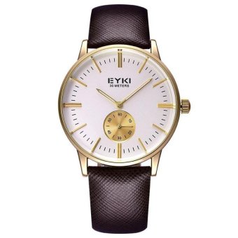 yiokmty Bikisoft EYKI Lichade Fashion Leather Watchband men reallysmall dial quartz movement watches wholesale (Gold) - intl