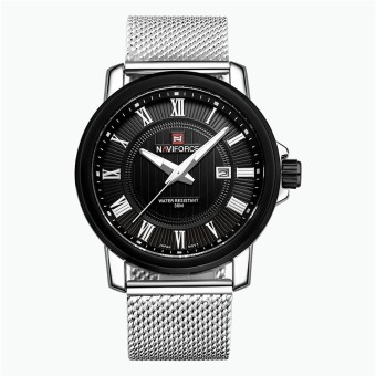 Naviforce Men's Full Reticular Steel Quartz Digital LED Military Sports Watch (Black/Silver)