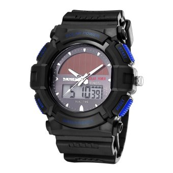 SKMEI Round Dial Chronograph Dual Movement Solar Power Watch Unisex Sport Watch Blue