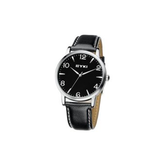 EYKI Fashion Classic Lover's Watch Table Quartz Luminous Leather Watchband EET8621 Black