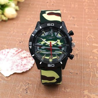 CE camouflage silicone watch male European and American military watch fashion watch outdoor men's sports watch fashion single product watch selling single product round dial camouflage strap black dial-A - intl