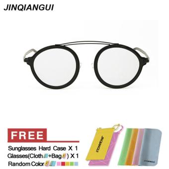 JINQIANGUI Sunglasses Women Round Retro Titanium Frame Sun Glasses Silver Color Eyewear Brand Designer UV400 - intl