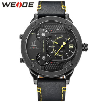 [100% Genuine]WEIDE Brand Men Sport Watches Quartz Watch Genuine Leather Strap Multiple Time Zone Fashion Design Male Clock Wristwatches 1506 - intl