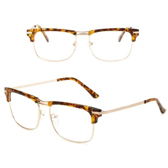 JINQIANGUI Fashion Glsses Frame Rectangle Glasses Leopard Frame Glasses Plastic Frames Plain for Myopia Women Eyeglasses Optical Frame Glasses - intl