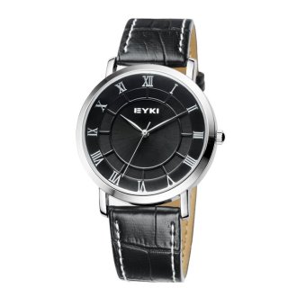 EYKI Men's Black Leather Strap Watch EET8655