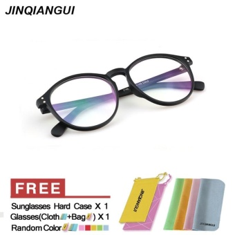 JINQIANGUI Fashion Vintage Retro Round Glasses Black Frame Glasses Plastic Frames Plain for Myopia Men Eyeglasses Optical Frame Glasses - intl