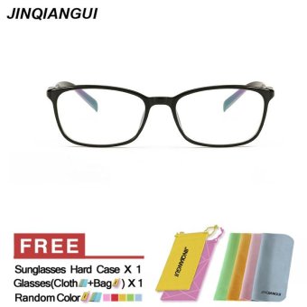 JINQIANGUI Glasses Frame Women Rectangle Plastic Eyewear BrightBlack Color Frame Brand Designer Spectacle Frames for Nearsighted Glasses - intl
