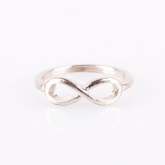 BUYINCOINS Fashion Punk Rock Simple Metal Infinite Infinity Sign Bowknot Bow Finger Ring Silver - intl