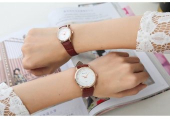 CE set of two high-end casual table brand belt quartz watch men's watches female models couple watches a pair of waterproof watches fashion single product watch selling single product round dial Brown strap white dial - intl