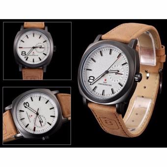 Vintage Classic Mens Waterproof Date Leather Strap Sport Quartz Army Watch Brown