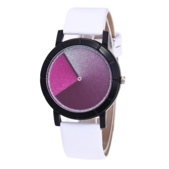 Fashion Lover's Gradient Color Watch Leather Band Quartz Wrist Watch - intl